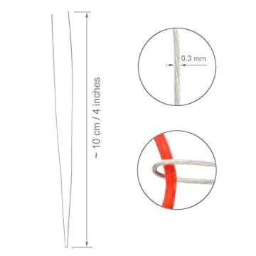 FoRapid 0.3mmx20cm Steel Wire Flexible Durable Collapsible Big Eye Embroidery Beading Needles Easy Threading Sewing Needles Open End for Any Thread Size Jewelry Making 10cm/4in(Folded Length) 10 pcs