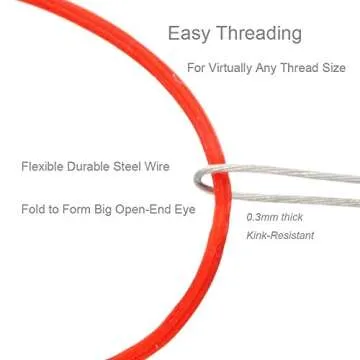 FoRapid 0.3mmx20cm Steel Wire Flexible Durable Collapsible Big Eye Embroidery Beading Needles Easy Threading Sewing Needles Open End for Any Thread Size Jewelry Making 10cm/4in(Folded Length) 10 pcs