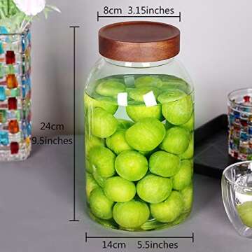 2 Pack 95 OZ Glass Jar with Screw on Lid, Large Glass Canister with Airtight Wooden Lid for Kombucha...