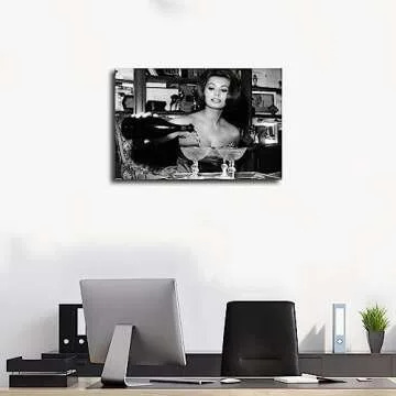 Sophia Loren Drinking Martini Poster - Vintage Wall Art Canvas