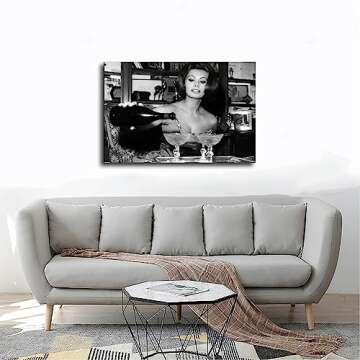 Sophia Loren Drinking Martini Poster - Vintage Wall Art Canvas