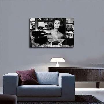 Sophia Loren Drinking Martini Poster - Vintage Wall Art Canvas
