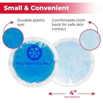 EverOne Round Reusable Gel Ice Pack with Cloth Backing for Hot & Cold Therapeutic Use, First Aid, Injuries, Breastfeeding, 5 Count