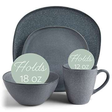 Elanze Designs 16-Piece Modern Luxury Chic Dinnerware Set in Slate Grey