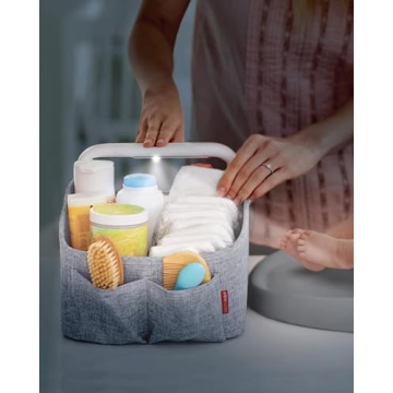 Skip Hop Diaper Caddy Organizer with Night Light - Heather Grey