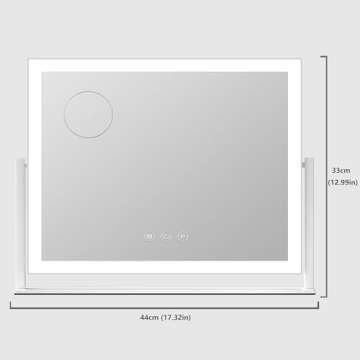 Gvnkvn Lighted Makeup Mirror, 17.3"x13" Hollywood Vanity Mirror with Led Lights, Three Color Lightin...