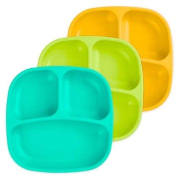 Re-Play Reusable 7" Divided Plates for Kids - Durable, Eco-Friendly set of 3