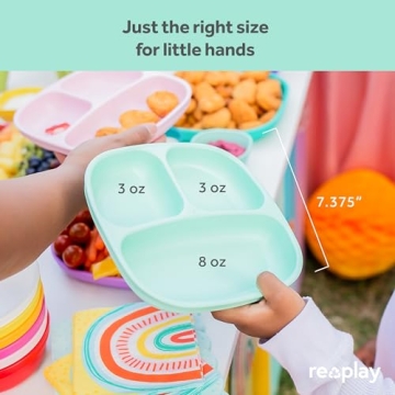 Re-Play 7" Deep Walled Divided Plates for Kids - Set of 3