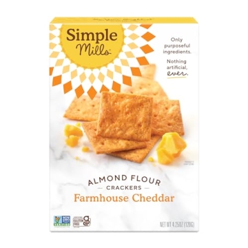 Simple Mills Almond Flour Crackers, Farmhouse Cheddar - Gluten Free, Healthy Snacks, 4.25 Ounce (Pac...