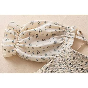 NNJXD Little Girl Smocked Elastic Dress Princess Girls Casaul Printed A-line Sundress 1913 Floral 5-6 Years