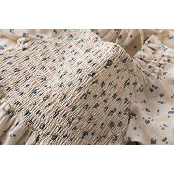 NNJXD Little Girl Smocked Elastic Dress Princess Girls Casaul Printed A-line Sundress 1913 Floral 5-6 Years