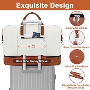 Travel Weekender Bag for Women, Overnight Bag with Shoe Compartment Oversized Travel Duffel Bag Carry On Tote 21"