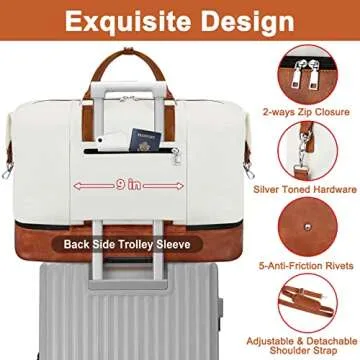 Travel Weekender Bag for Women, Overnight Bag with Shoe Compartment Oversized Travel Duffel Bag Carry On Tote 21"