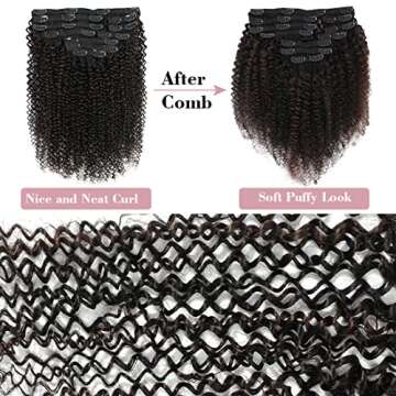 Urbeauty Kinky Curly Clip In Hair Extensions for Women, 100% Human Hair