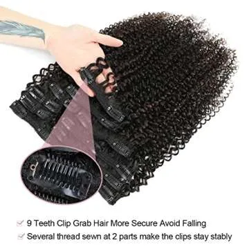 Kinky Curly Hair Extensions Clip In for Women by Urbeauty