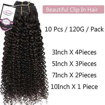 Kinky Curly Hair Extensions Clip In for Women by Urbeauty
