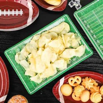 Augisteen 48 PCS Football Party Plates Football Superbowl Paper Plates Disposable Sports Theme Dinner Plates Serve 48 Guests for Super Football Bowl Sports Game Day Birthday Party Decor