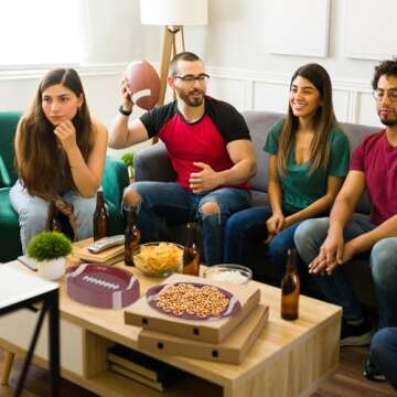 Augisteen 48 PCS Football Party Plates Football Superbowl Paper Plates Disposable Sports Theme Dinner Plates Serve 48 Guests for Super Football Bowl Sports Game Day Birthday Party Decor