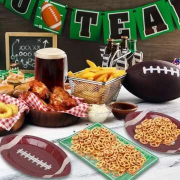 Augisteen 48 PCS Football Party Plates Football Superbowl Paper Plates Disposable Sports Theme Dinner Plates Serve 48 Guests for Super Football Bowl Sports Game Day Birthday Party Decor