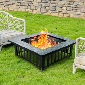 EcoNook 32" Square Fire Pit Table for Outdoor Fun