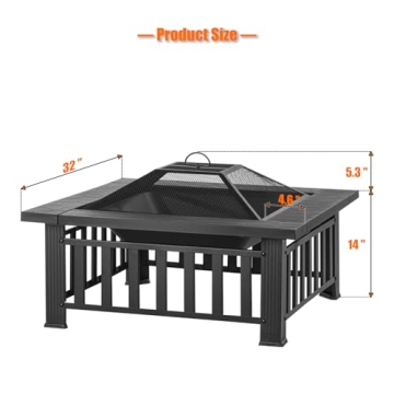 EcoNook 32" Square Fire Pit Table for Outdoor Fun