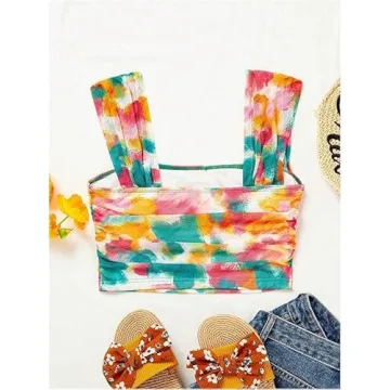 Floral Tie Dye Women's Crop Tank Top for Casual Wear