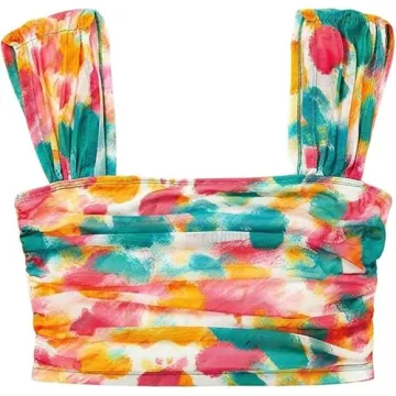 Floral Tie Dye Women's Crop Tank Top for Casual Wear