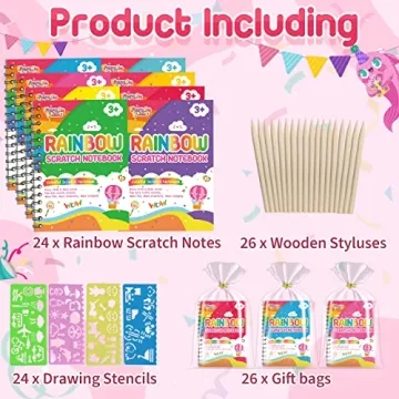 Scratch Art Party Favors for Kids - 24 Pack Creative Supplies
