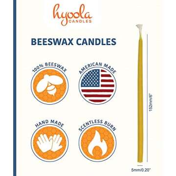Hyoola Beeswax Birthday Candles – 50 Pack - Natural Dripless Decorative Candles with Long Lasting ...