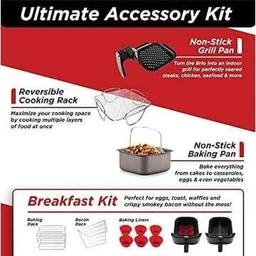 Nuwave Brio 6-Quart Healthy Digital Smart Air Fryer with Probe One-Touch Digital Controls, Advanced Cooking Functions, Removable Divider Insert & Grill Pan (NEW ACCESSORY),Black