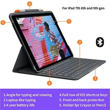 Logitech Slim Folio Keyboard Case for iPad 7th 8th 9th Gen