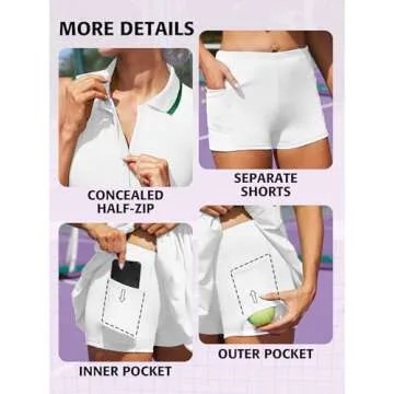 ATTRACO Golf Outfits for Women Polo Dresses Sleeveless Pleated Tennis Dress with Contrast Binding White L