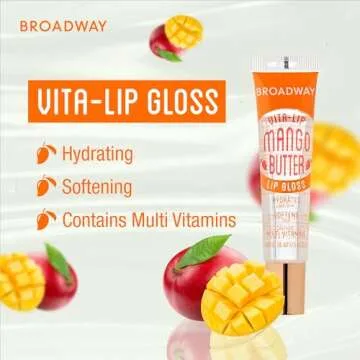 Ruby Kisses Broadway Vita-Lip Clear Lip Gloss (10 Pack), Hydrating & Soothing Formula with Vitamin, High-Shine Non-Sticky Lip Balm with Mint, Rosehip, Coconut, Mango, Argan, Honey, Shea, Cherry, Peach