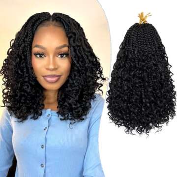 Dorsanee Boho Box Braids Crochet Hair 12 Inch 7 Packs Short Pre-looped Curly Ends Bohemian Hippie Br...