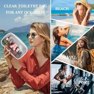 YOOLIFE Initial Make Up Bag Travel Toiletry Bag, Clear Makeup Bag Preppy Cosmetic Bag Gifts for Wome...