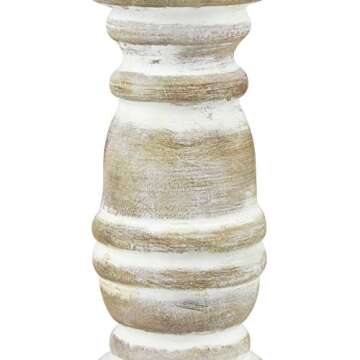 Stonebriar Coastal Wooden Pillar Candle Holder for Home