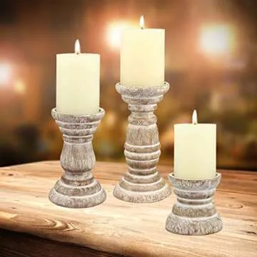 Stonebriar Coastal Wooden Pillar Candle Holder for Home