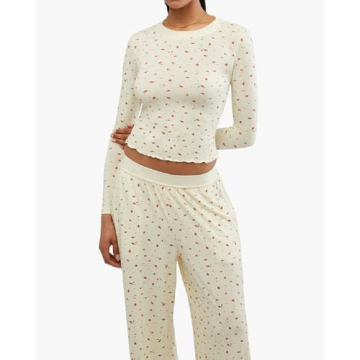 ROAONOCOMO Floral 2 Piece Pajama Set for Women