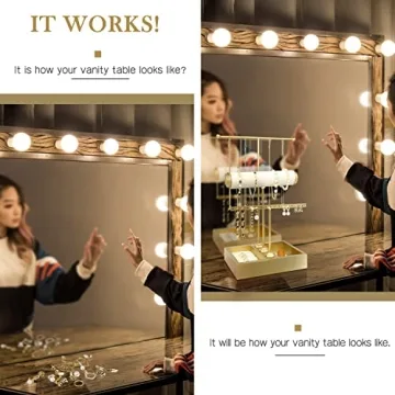 Funlove Jewelry Organizer Stand 3-in-1 Jewelry Holder for Necklaces Bracelet Earrings & Ring Jewelry Tree Jewelry Tower Metal & Wood-Gold