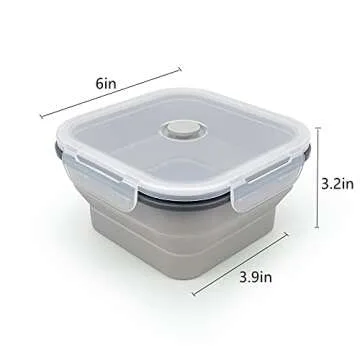 CARTINTS Collapsible Camping Bowl, Silicone Food Container with Lid, Space-Saving Camping Utensils for Kitchen and Outdoor, Microwave Safe 900ml