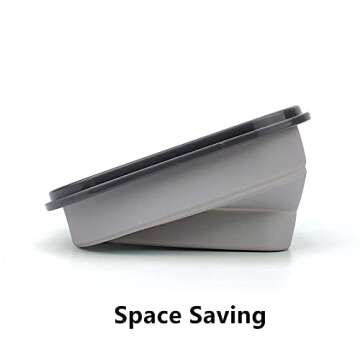 CARTINTS Collapsible Camping Bowl, Silicone Food Container with Lid, Space-Saving Camping Utensils for Kitchen and Outdoor, Microwave Safe 900ml