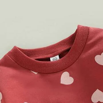 Toddler Baby Girl Valentines Day Sweatshirt Love Heart Print Crewneck Sweater Tops Valentines Spring Clothes (Love Heart Sweatshirt,12-18 Months)