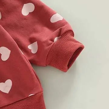Toddler Baby Girl Valentines Day Sweatshirt Love Heart Print Crewneck Sweater Tops Valentines Spring Clothes (Love Heart Sweatshirt,12-18 Months)