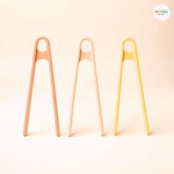 Inspire My Play Coral Silicone Mini Tongs - Kid Tweezers for Fine Motor Skills - Small Toddler & Pre...
