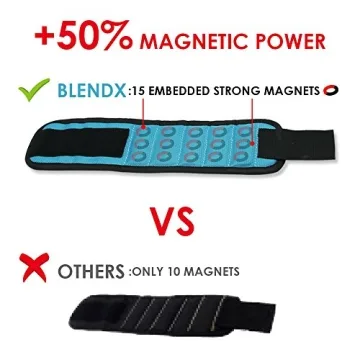 Magnetic Wristband, BLENDX Men Stocking Stuffers Gifts Tool with Strong Magnets for Holding Screws, Nails, Drill Bits Cool Tools for Father's Day Gift for Him, Men, Husband, Dad, Guys, DIY-er