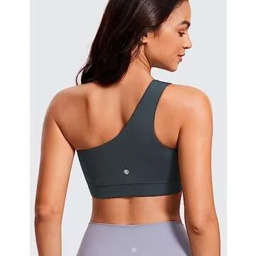 CRZ YOGA Butterluxe Womens One Shoulder Sports Bra - Sleeveless One Strap Low Impact Asymmetrical Wo...