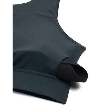 CRZ YOGA Butterluxe Womens One Shoulder Sports Bra - Sleeveless One Strap Low Impact Asymmetrical Workout Yoga Bra Dark Green Medium