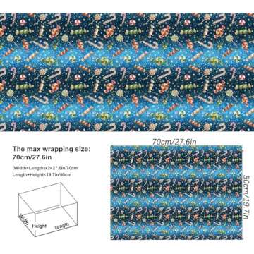 Dtiafu Christmas Wrapping Paper Bundle for Women Man Boys Girls Kids - 6 pcs 6 Style Red Blue Xmas Gift Wrap with Vintage Flowers Trees Candy Cane Stars Patterns for Holiday Celebration - 20 X 28 Inch