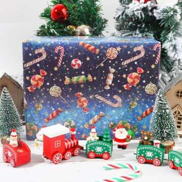 Dtiafu Christmas Wrapping Paper Bundle for Women Man Boys Girls Kids - 6 pcs 6 Style Red Blue Xmas Gift Wrap with Vintage Flowers Trees Candy Cane Stars Patterns for Holiday Celebration - 20 X 28 Inch