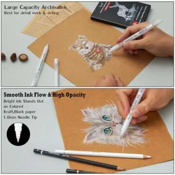 Brusarth White Gel Pens for Artists - 8 Pack Exquisite Quality